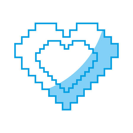 Pixelated heart icon over white background. vector illustrationのイラスト素材