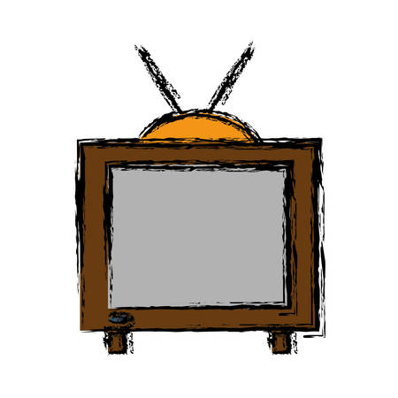 retro television icon over white background. colorful design. vector illustrationのイラスト素材