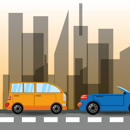cars transiting for the city, vector illustrationのイラスト素材