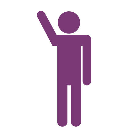 pictogram man with hand up icon over white background. colorful design. vector illustrationのイラスト素材