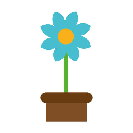 beautiful flower in a pot icon over white background. colorful design. vector illustrationのイラスト素材