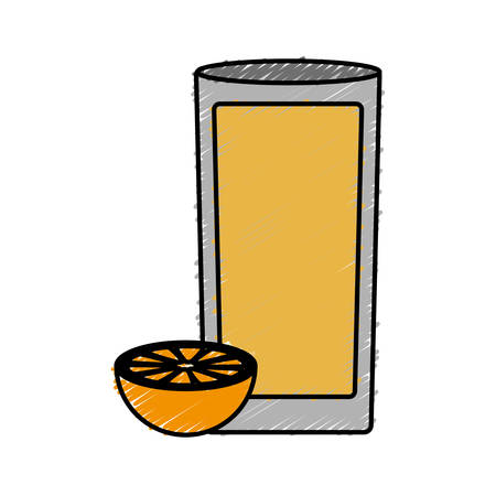 orange juice glass icon over white background. vector illustrationのイラスト素材