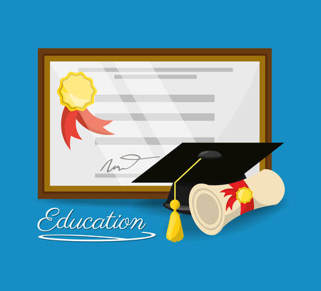 cute diploma of graduation to education study, vector illustrationのイラスト素材