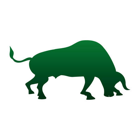 silhouette of bull icon over white background. vector illustrationのイラスト素材