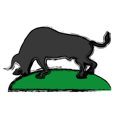 bull icon over white background. colorful design. vector illustrationのイラスト素材