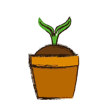 Plant in pot icon over white background. vector illustrationのイラスト素材