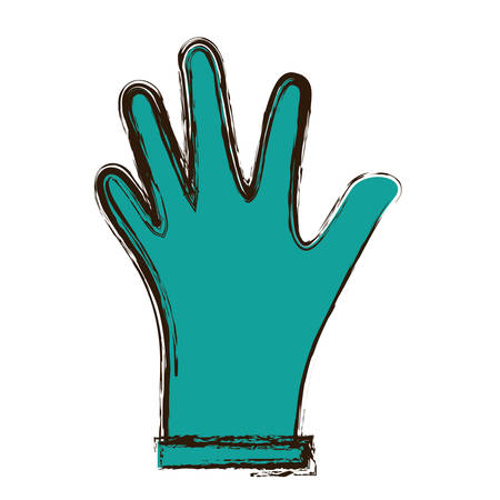 hand with medical gloves icon over white background. vector illustrationのイラスト素材