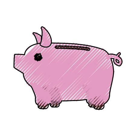save money inside pig in the home, vector illustrationのイラスト素材