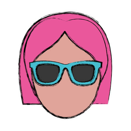 woman with glasses icon over white background. colorful design. vector illustrationのイラスト素材