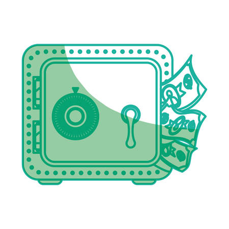 silhouette metal strong box with bills in the door, vector illustrationのイラスト素材