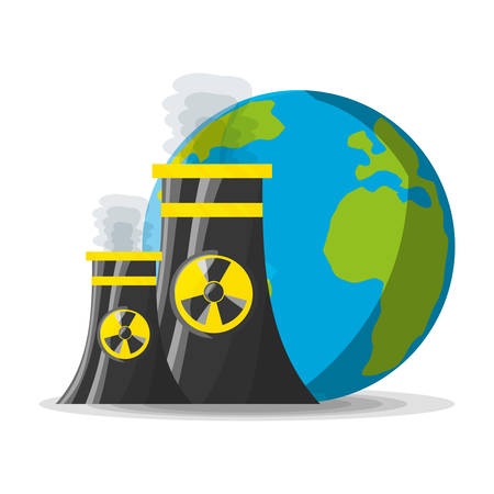 flat concept nuclear plant generator energy, vector illustrationのイラスト素材