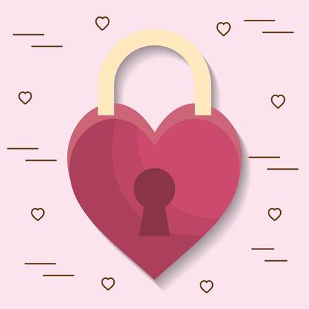padlock in heart shape icon over pink background. colorful design. vector illustrationのイラスト素材