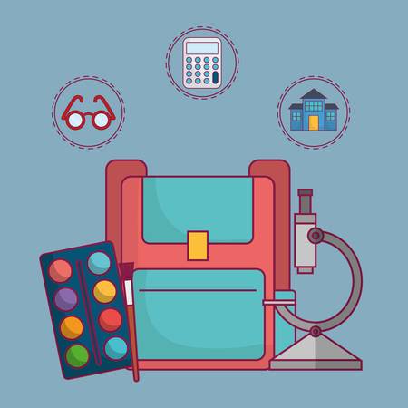 backpack and school related  icons over blue background. vector illustrationのイラスト素材