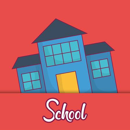 A school building icon over red background. colorful design. vector illustration.のイラスト素材