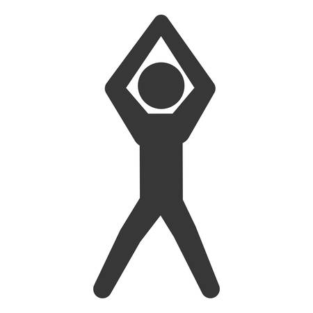 pictogram man silhouette doing exercise, vector illustrationのイラスト素材