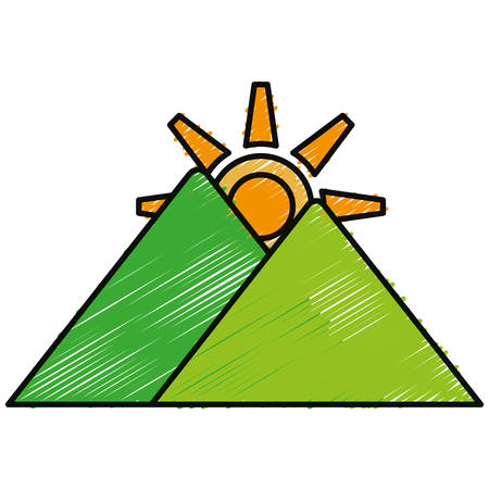 mountains and sun icon over white background. colorful desing. vector illustrationのイラスト素材