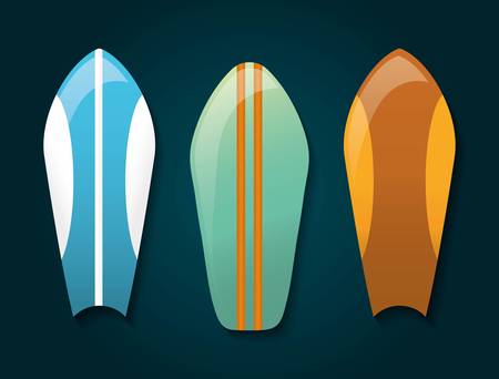 colorful surfboards icon over black background. vector illustrationのイラスト素材