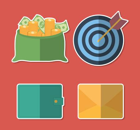 money related icons over red background. colorful design. vector illustrationのイラスト素材