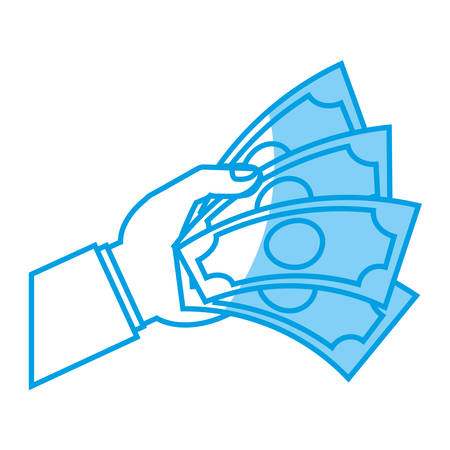hand with money bills icon over white background. vector illustrationのイラスト素材