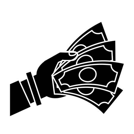 hand with money bills icon over white background. vector illustrationのイラスト素材