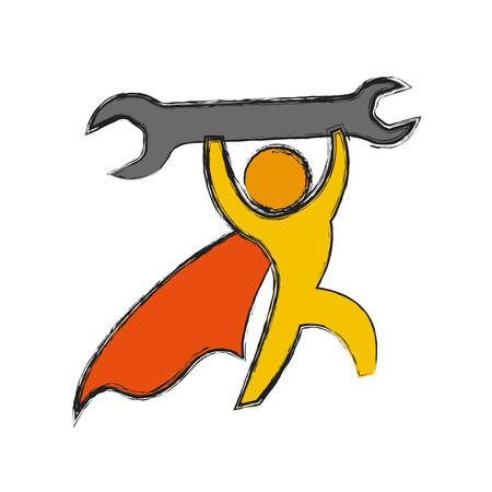 Worker with wrench pictogram icon vector illustration graphic designのイラスト素材