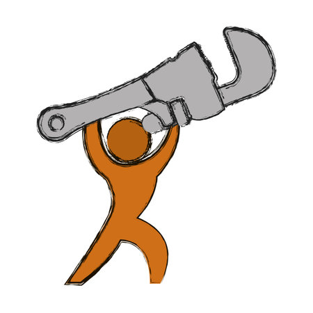 Worker with wrench pictogram icon vector illustration graphic designのイラスト素材