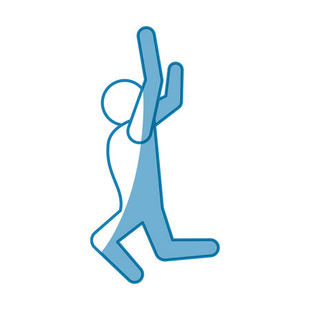 blue line pictogram man jumping up concept, vector illustrationのイラスト素材