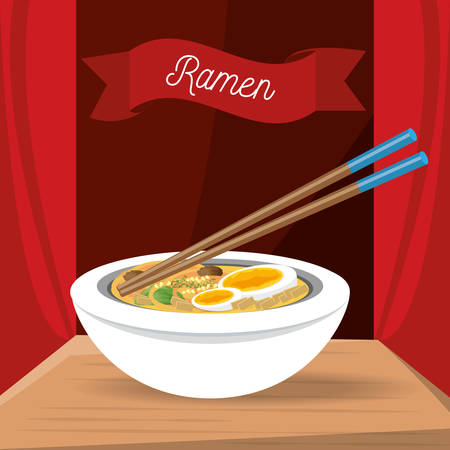 ramen japanese dish menu restaurant vector illustrationのイラスト素材