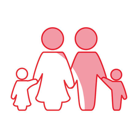 silhouette nice family together with parents and children vector illustrationのイラスト素材