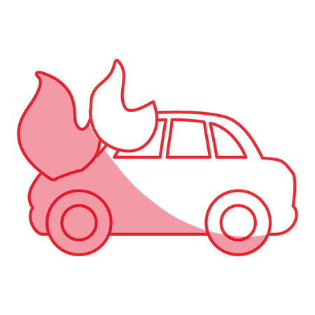 silhouette car burning and danger emergency accident vector illustrationのイラスト素材