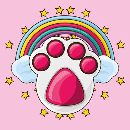 cute footprint with colorful rainbow vector illustrationのイラスト素材