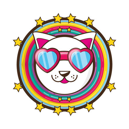 adorable little cat with cute face vector illustrationのイラスト素材