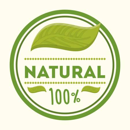 emblem of natural product with leaves icon over white background colorful design vector illustrationのイラスト素材
