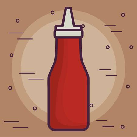 Ketchup bottle icon over brown background colorful design vector illustration.のイラスト素材
