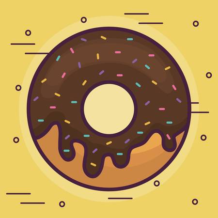 sweet donut icon over yellow background colorful design vector illustrationのイラスト素材
