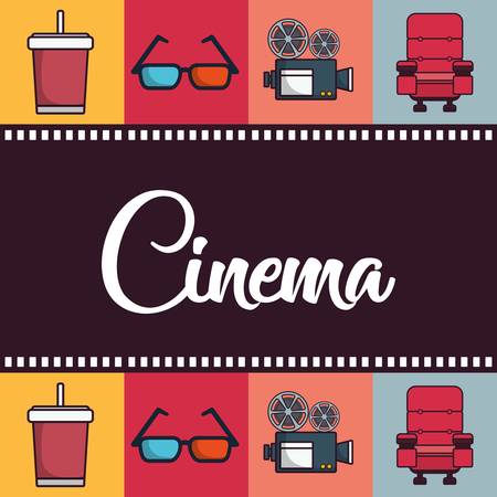cinema related icons over colorful squares vector illustration designのイラスト素材
