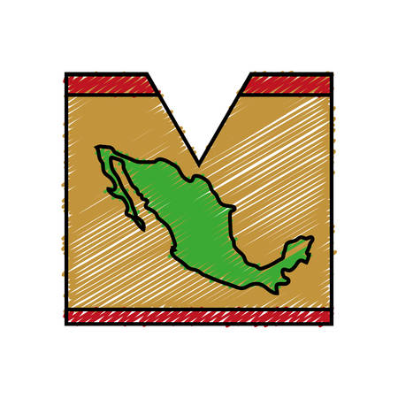 mexico country map icon over white background vector illustrationのイラスト素材