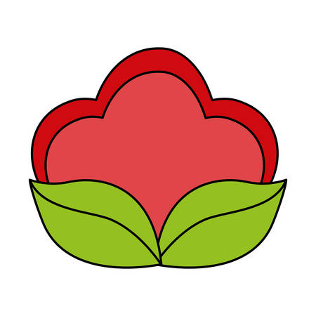 beautiful flower and leaves icon over white background colorful design vector illustrationのイラスト素材