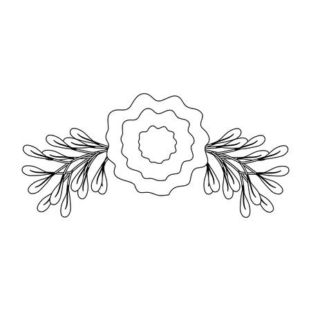 beautiful flower and leaves icon over white background vector illustrationのイラスト素材