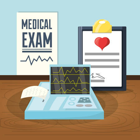 medical prescription to cardiac exam vector illustrationのイラスト素材