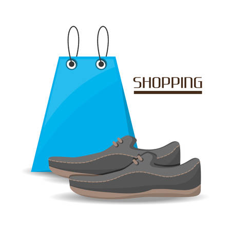 shopping bag with shoes over white background vector illustrationのイラスト素材