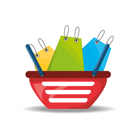 shopping basket with bags concept vector illustrationのイラスト素材