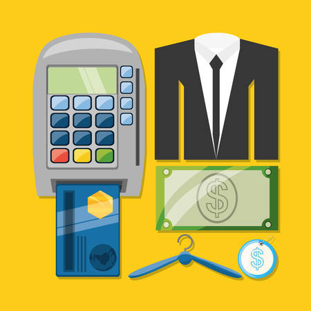 credit card payment suit and cash shopping concept vector illustrationのイラスト素材