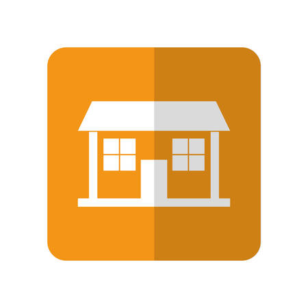 house icon over orange square and white background vector illustrationのイラスト素材
