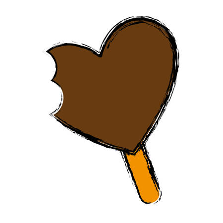 ice cream in heart shape icon over white background colorful design  vector illustrationのイラスト素材