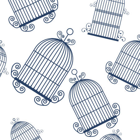 background with birdcage icons vector illustrationのイラスト素材