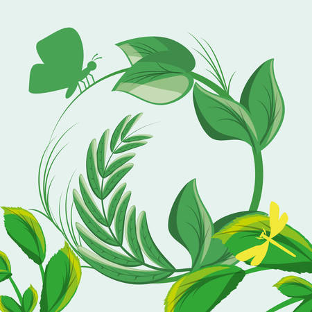 nature branches plants with leaves vector illustrationのイラスト素材