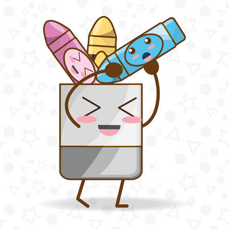 kawaii icons school tools to study education vector illustrationのイラスト素材