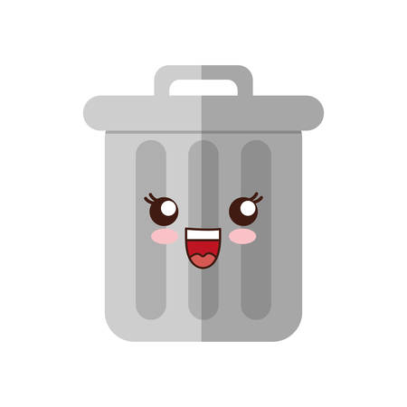 kawaii trash bucket icon over white background colorful design vector illustrationのイラスト素材