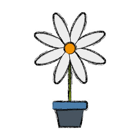 beautiful flower in a pot icon over white background colorful design  vector illustrationのイラスト素材